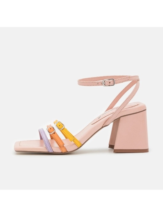 Free People Shoes - Free People Niki Strappy Heels Sandal Size 40 9.5 10 Pink Leather Block Heel New